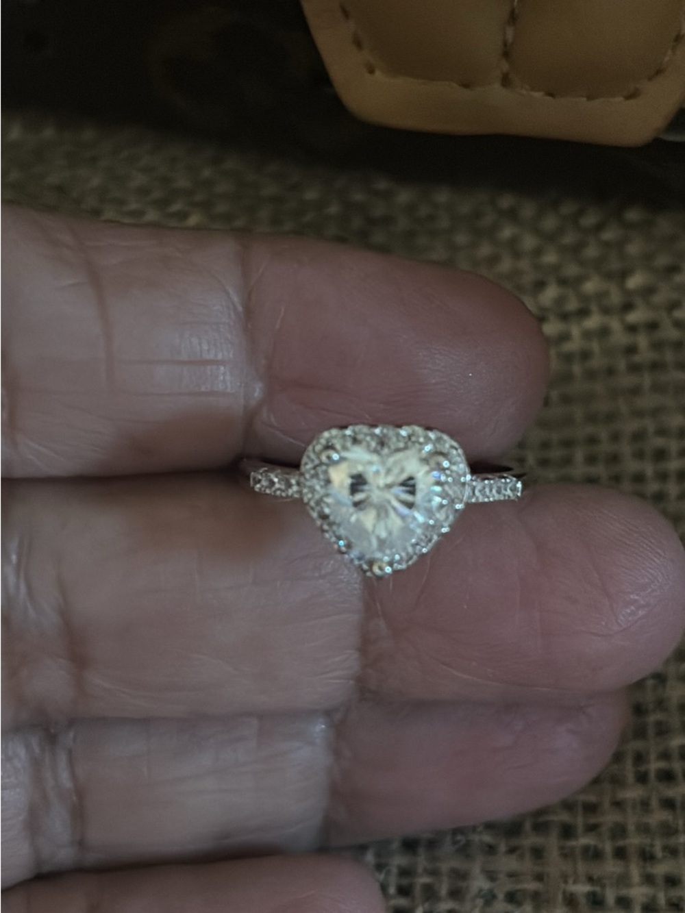 Moissanite Halo Engagement Ring with White Stone Size 7